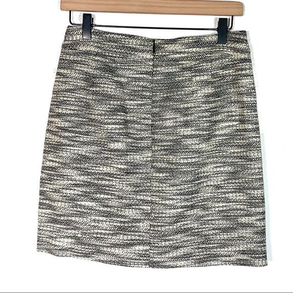 LOFT tweed cream and black knee length straight pencil skirt size 2 - Picture 5 of 5